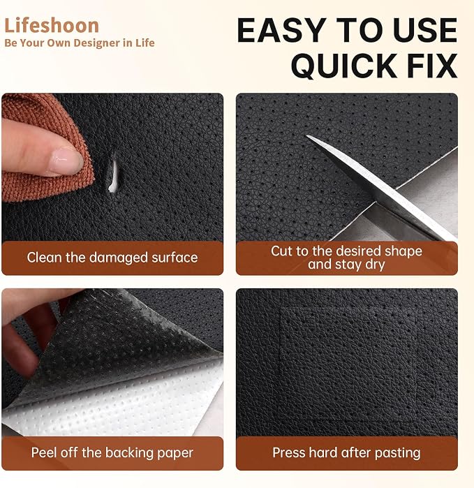 Lifeshoon Leather Repair Patch, 17X79 Inch Breathable Perforated Self Adhesive Leather Repair Tape, Large Vinyl Patch Kits for Couch, Furniture, Sofa, Car Seat, Office Chairs （Beige, 17X79 Inch）