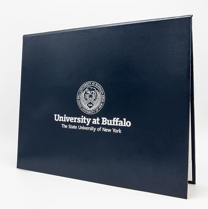 Navy Blue Faux Leather Document Cover 8.5x11 Letter Size | Tent-Style, Non-Padded with Metallic Foil Custom Printing | Professional Presentation for Awards, Diplomas and Certificates