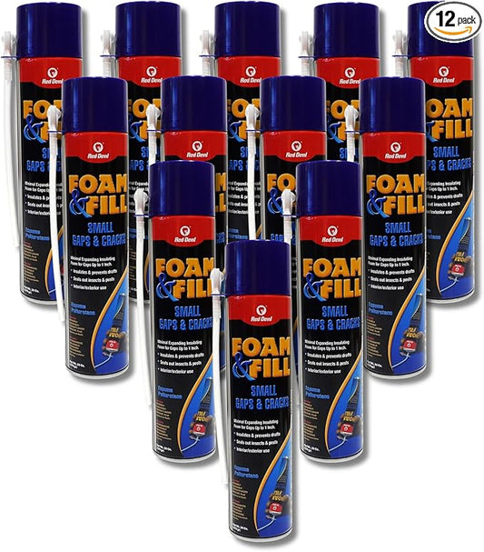 Red Devil 092012 Foam & Fill Small Gaps & Cracks Expanding Polyurethane Sealant, 20 oz, Off-White, Case of 12