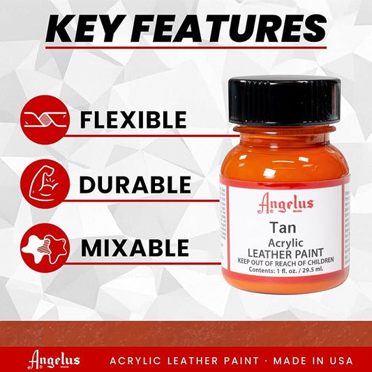 Angelus Acrylic Leather Paint for Shoes, Couches, Sofas, Jackets and More - Tan - 1 oz