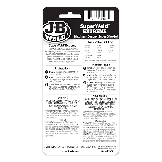 J-B Weld SuperWeld Extreme Superglue - 15g