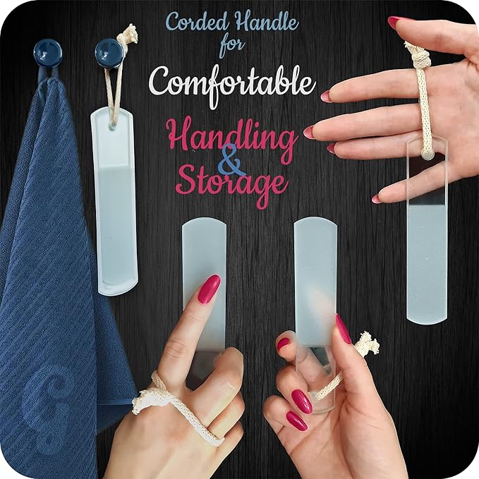 GLADZY Glass Nail File Set - Czech Crystal Manicure Tools for Natural Nails, Glass Foot File Callus Remover, Professional Manicure & Pedicure Foot Spa Kit for Fingernails & Toenails, Made in EU