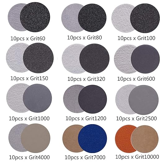 3 Inch Sanding Discs Drill Sanding Attachment Headlight Restoration Kit 60-10000 Sand Paper Assortment Pack Car Sanding Kit Buffing Pads with Rotary Tools for Car Wood Metal Glass