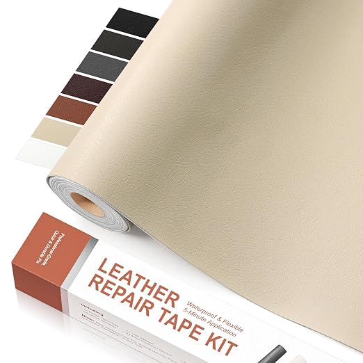 Leather Repair Tape, self-Adhesive Leather Repair Patch, for car seat Repair, Suitable for Sofas, Furniture, Seats, Strong Adhesive Leather Repair Tape (Beige, 7.87x 85in)