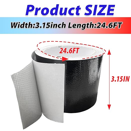 WaterproofRepair Tape for Fabric, 3.1IN x24.6FT, Heavy Duty Outdoor Repair Tape, for RV Roof, Tarp, Tent, Sail and Boat Cover Outdoor Repair Patch, Multipurpose Awning Repair Tape (Black)