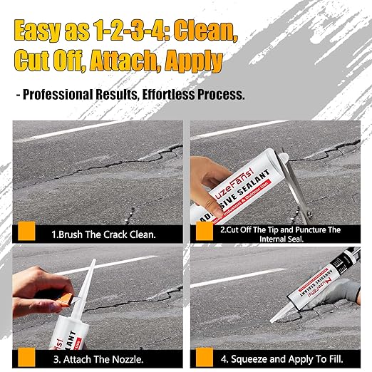 6 Pack Concrete Crack Filler, Concrete Crack Repair Sealant Gray, Self-Leveling Waterproof Joint Filler for Expansion Joints & Horizontal Cracks (10.1 fl oz, 6 Pack)