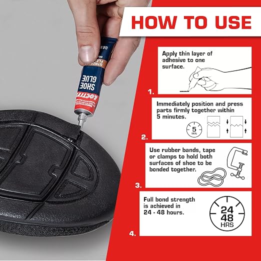 Loctite Shoe Glue, Strong & Flexible Fabric Glue, Resistant to Water, Impact, & Vibrations, Dries Clear - 0.6 fl oz Bottle, 2 Pack