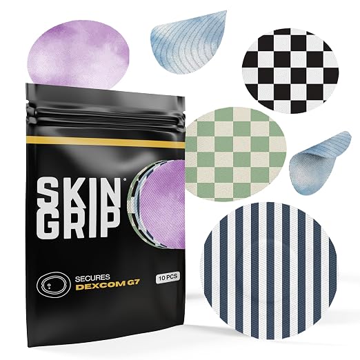 Skin Grip Adhesive Patches Compatible with Dexcom G7 & Stelo CGM – Waterproof & Sweatproof Cover for Continuous Glucose Monitor Sensor, Stays Secure for 10-15 Days – 10 Pack, Classic Pack