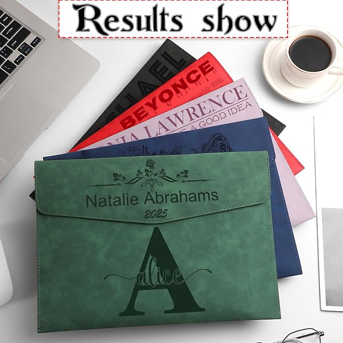 Customized A4 File Folder Expandable File Organizer,Personalized Name PU Leather Envelope Holder for Work、School、Home、Office (Red)