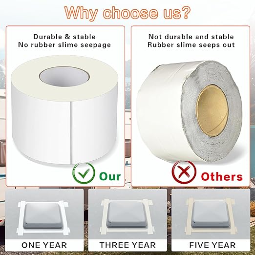 Rv Roof Tape White 4 Inch X 50 Feet, Waterproof Repair Sealant Tape UV-Resistant & Weatherproof Rv Awning Repair Tape for Window, Vent, Boat Sealing, Truck Camper Roof Patch kit Metal Roof Sealant