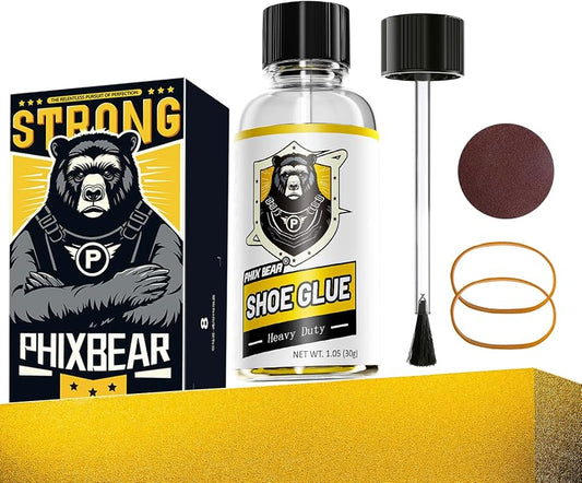 PHIXBEAR Professional Grade Shoe Glue Repair Adhesive, Heavy Duty Clear Flexible Glue : Low Odor, No White, No Hard, 1.05 fl oz