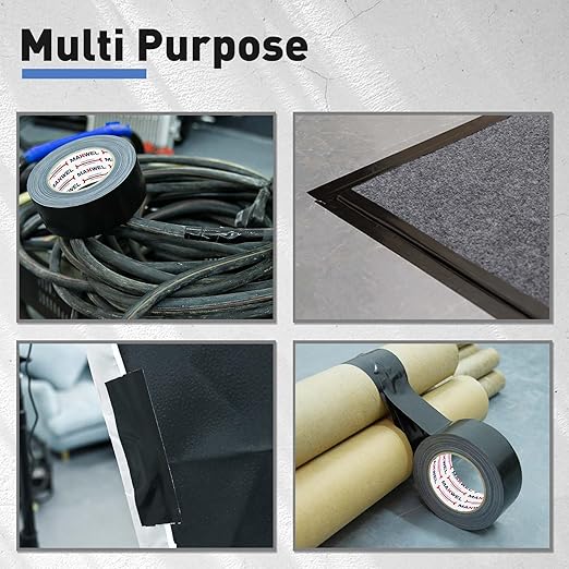 Black Duct Tape Heavy Duty - 3 Rolls Total 150 Yards 1.88 Inch Strong Adhesive Waterproof No Residue Tear by Hand Black Duct Tape for All Purpose Home Repairs Industrial Professional Use