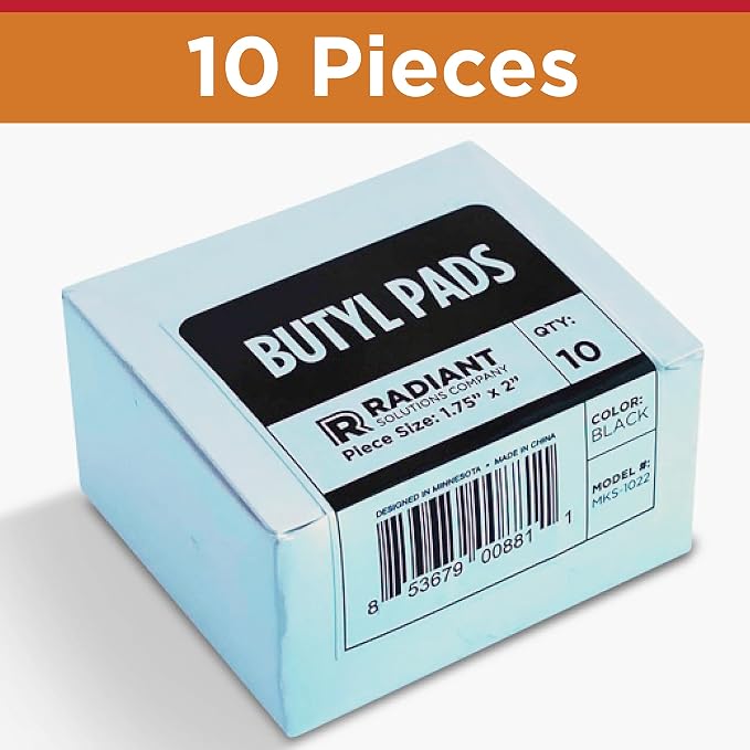 Radiant Solutions Company Butyl Tape Pads for Heat Tape Clips - Sealant Pads Made To Last & Easy Installation - Use for Roofing (Small) - 10 Pack