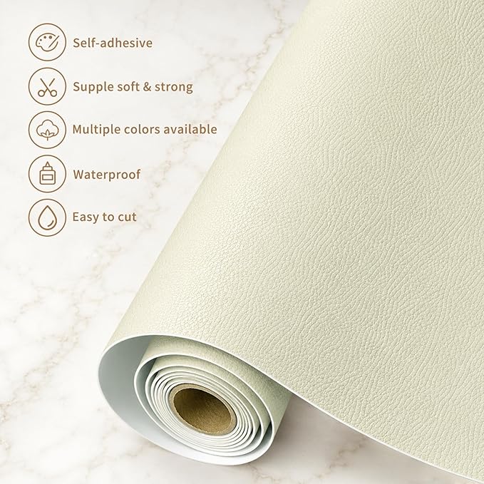 Leather Repair Patch for Couches Self-Adhesive Leather Repair Tape kit for Furniture Sofa Vinyl Car Seats Couch Chairs Shoes Down Jackets (Beige, 3.9X79 inch)