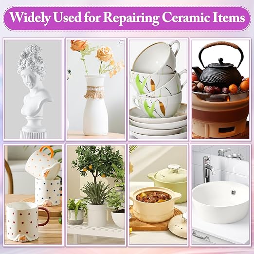 50g Ceramic Glue with Nozzle, Instant Strong Adhesive Glue Fast Drying Super Glue Gel for Porcelain Pottery Repair Bonding Ceramic Clay Vase Tiles DIY Crafts