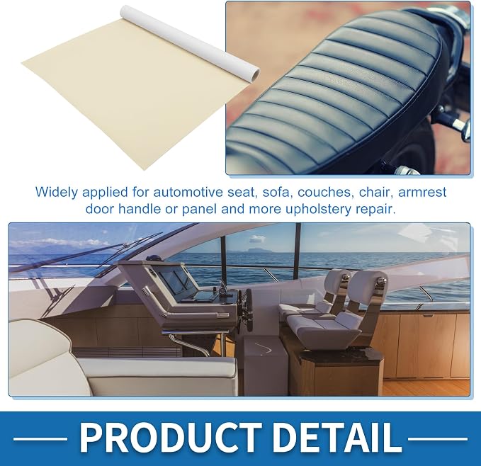 Self Adhesive Leather Repair Patch Strong Stickiness 30"x16" Leather Repair Tape PU Leather Beige White 1 Pcs