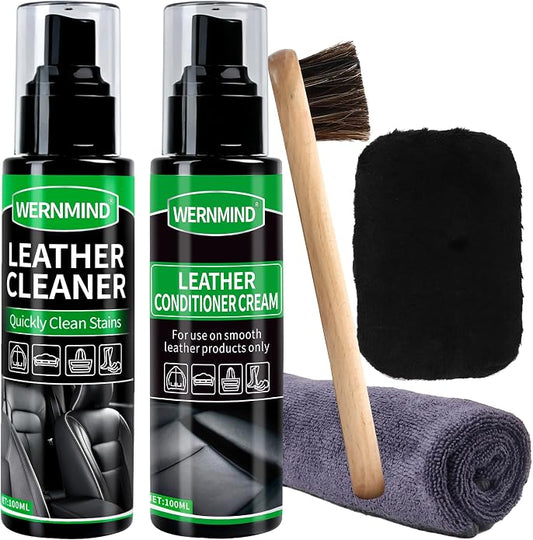Leather Cleaner Conditioner Car Interiors Care Kit Seat Purses Bags