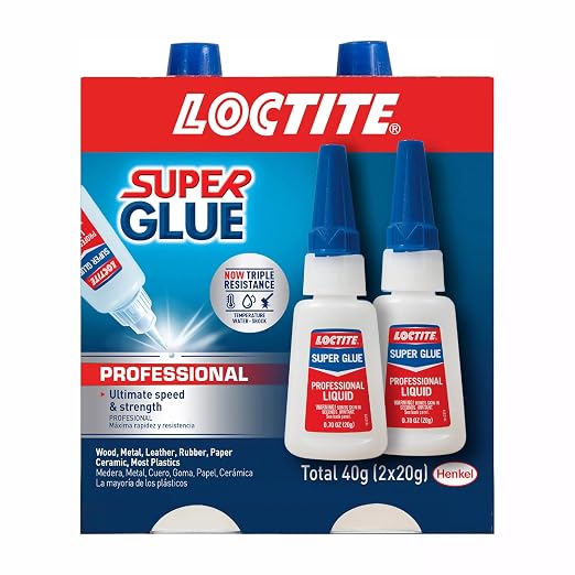 Loctite Super Glue Professional Liquid, Clear, 0.7 fl oz Bottle, 2 Pack - Superglue for Plastic, Wood, Metal, Crafts & Repair, Cyanoacrylate Adhesive Instant Glue, Quick Dry