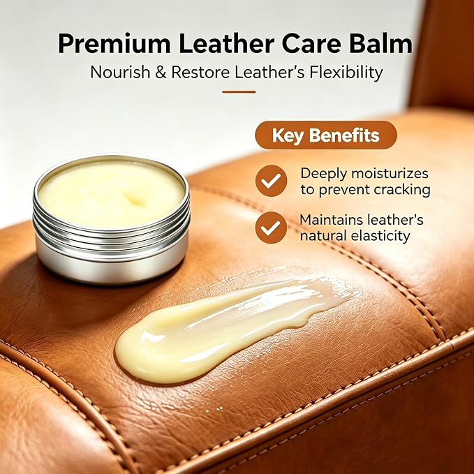 Furniture Salve for Leather, Premium Leather Furniture Conditioner Restorer Polisher, Deep Nourishing Repair Salve for Couch, Sofa, Car Seat, Wood, Anti-Crack & Long Lasting Protection