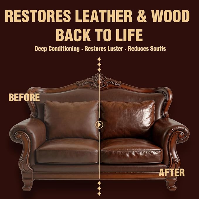 Leather & Furniture Repair Salve 2 Pack, Furniture Salve with Brush for Leather Wood, Leather Conditioner Help Prevent Cracking or Fading