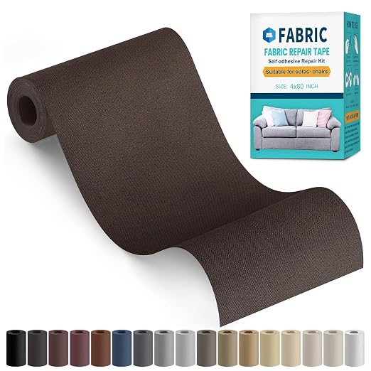 Fabric Repair Tape, Self-Adhesive Couch Patch Repair Fabric Patches For Furniture, Couch Repairing Kit Tape for Upholstery, Carpets, Chairs, Sofas, Pillows Microfiber velvet 4x79 Inch Dark Brown