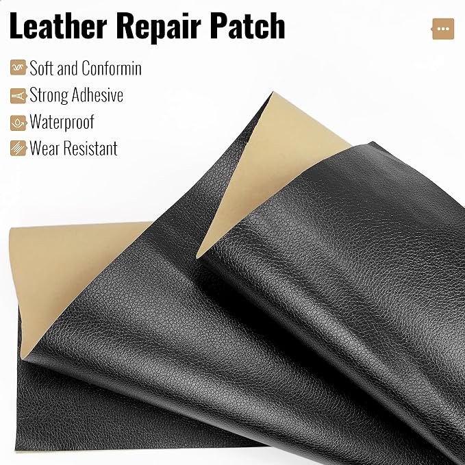 MOJOTORY Leather Repair Patch, Black, 3 x 60 Inches | Soft Touch Leather Repair Tape, Invisible Repair, Large Size, Vinyl Repair Patch for Furniture Couch Sofa Office Chair Seat