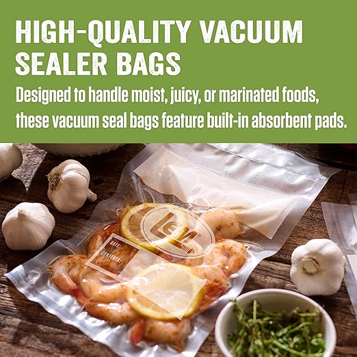 LEM Products MaxVac Moisture Stop Vacuum Bags, BPA-Free, Puncture-Resistant, 8 x 12 Inches, 20 Count