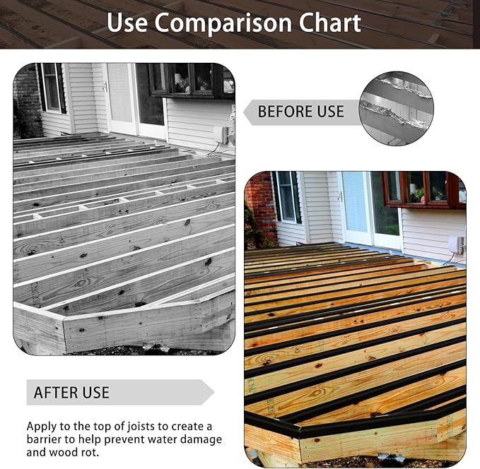 Dongxw Joist Tape for Decking, 1 Roll 4" X 50' Waterproof Butyl Tape Deck Joist Flashing Tape for Joists and Beams