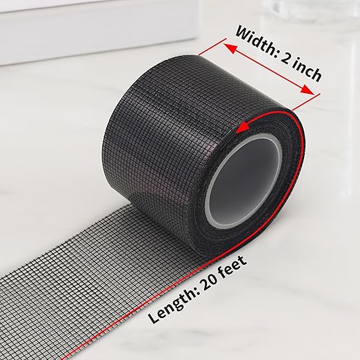Windows Screen Repair Tape, 2 in x 20 FT Strong Adhesive Fiberglass Mesh Patch Tape, Waterproof Screen Rrepair Kit for Windows or Doors