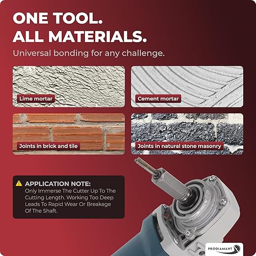 PRODIAMANT® Mortar Rake [6MM / 1/4 INCH] - Raking Bit for M14 Angle Grinder with 5/8-11 Thread - Tuck Pointing Bit for Masonry, Brick, Concrete, Joint & Grout - Tungsten Carbide Cutter - Heavy Duty