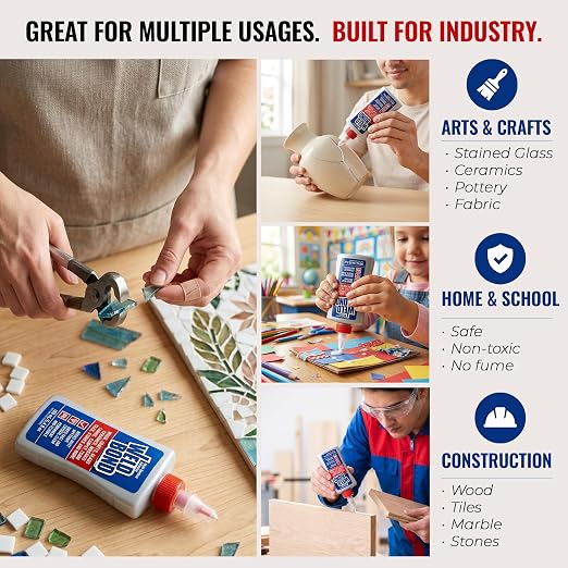Weldbond Multi-Purpose Glue - The Ultimate Bonding Solution ! Non-Toxic Glue for Wood Glue Glass Mosaic Ceramic Pottery Craft Tile Porcelain Stone Jewelry Fabric Furniture & More. 5.0z /160ml 6-Pack