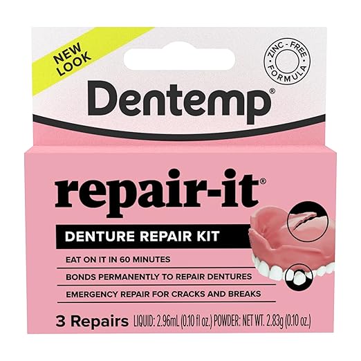 Dentemp Repair Kit - Repair-It Advanced Formula Denture Repair Kit - Repairs Broken Dentures, Mends Cracks and Replace Loose Teeth