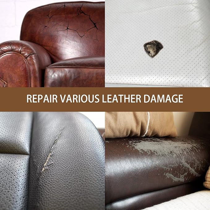 Leather & Vinyl Repair Kit – Fix Scratches, Tears & Holes on Furniture, Car Seats, Sofas | Leather Repair Kit for Furniture, Leather Seat Repair Kit for Cars | Easy to Use (3, Gray*2、Blue)