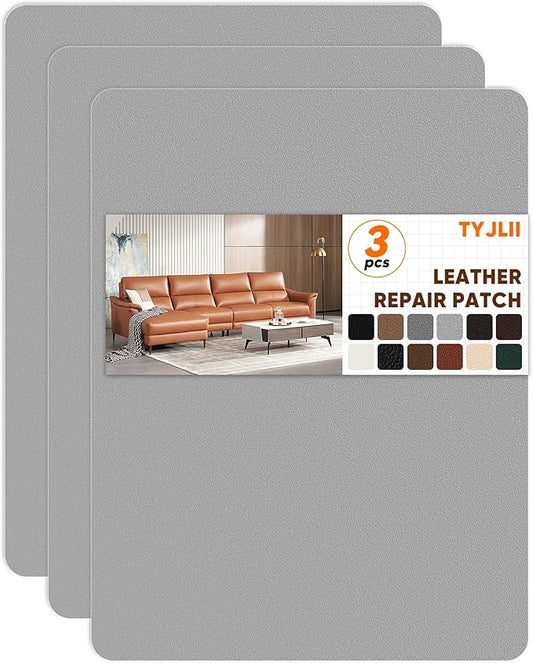 Leather Repair Patch Self Adhesive,8.3″ x 11″ Vinyl Patch Kit,Leather Repair Kit for Furniture,Car Seat,Couch,Office Chair.（Grey）
