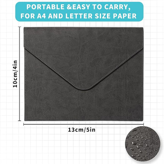 PU Leather Heavy-Duty Expanding File Folder, A5/US Letter Size Document Organizer with 8 Paper File Folder, 4-1/2 Inch Expansion, Grey – for Office, Auto Shop, School Paperwork.