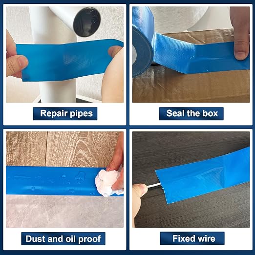 Blue Duct Tape Heavy Duty, 1.88 Inch x 35 Yard Waterproof Strong Adhesive Duct Tape for Indoor Outdoor Repairs Tear by Hand, 1 Roll