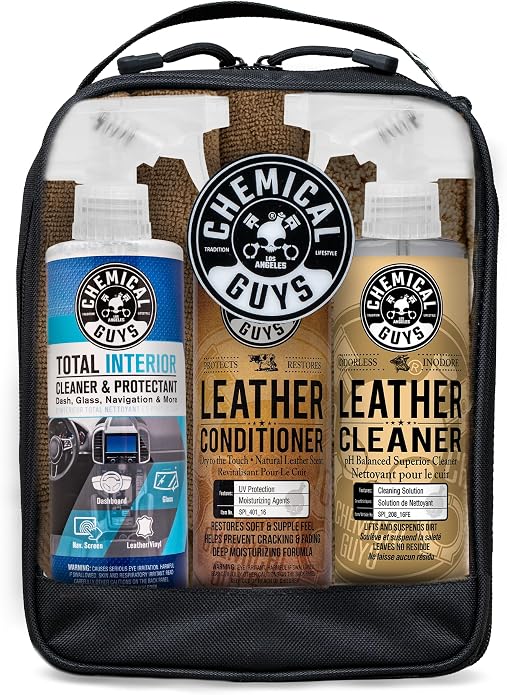 Chemical Guys Leather Cleaning And Conditioning Kit With Storage Bag Total Interior Cleaner Microfiber Towels And Applicators Giftable Car And Home Care Set