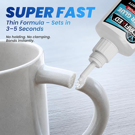 Super Fast Thin CA Glue, 30 Gram Super Glue with Anti-Clog Caps & Precision Microtips, Instant Cyanoacrylate Adhesive for Wood Shoe Ceramic Plastic 3D Prints Glass Model Crafts Fletching