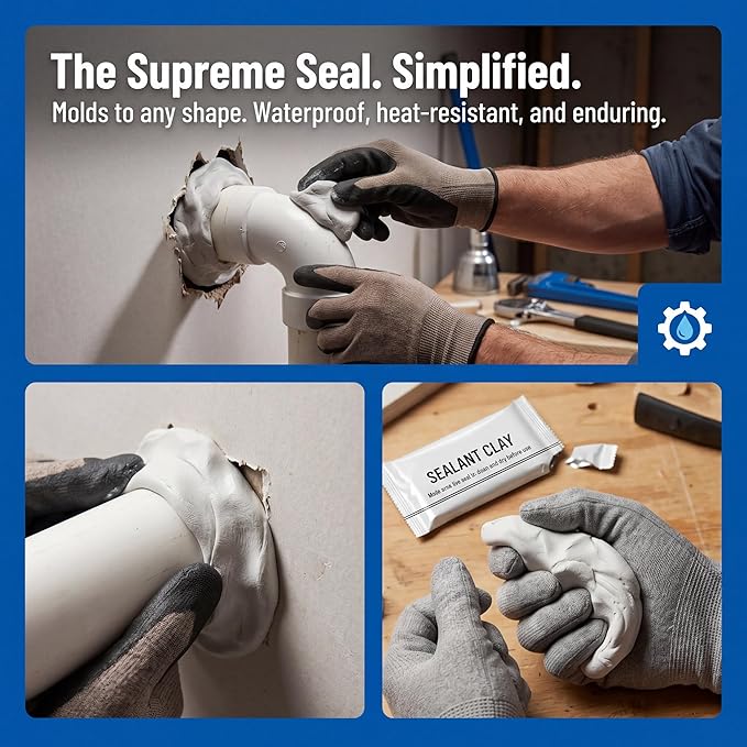 Duct Seal Putty Waterproof Sealant Clay Mastic for AC Holes Walls and Exhaust Plumbers Putty and Hole Filler Quick Mending Mud for Drain Connection wall Repair Clay