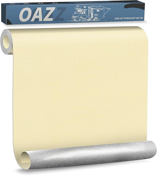 OAZ 16 x 79 inch Canvas Repair Patches Canvas Fabric Patch Self-Adhesive Fabric Repair Tape Waterproof Outdoor Gear Patch Kit for Boat Cover Awning Sofa Chair Couch Tent Bag (Beige Yellow)