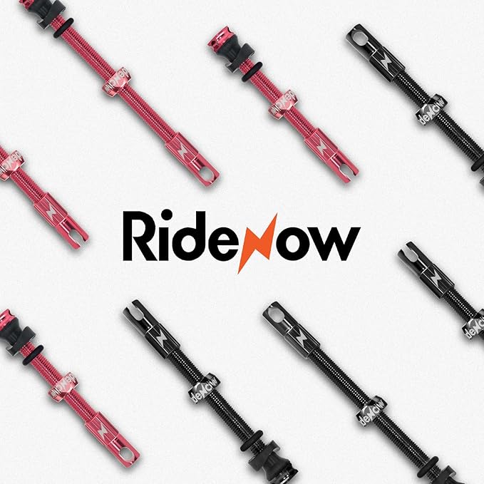 RideNow Tubeless Presta Valve Stems, 65mm Super Light Alloy Presta Tubeless Valve Stem Kit with Valve Core Remover Tool and Valve Stem Caps, Multiple Color and Size Options(Pair),Black