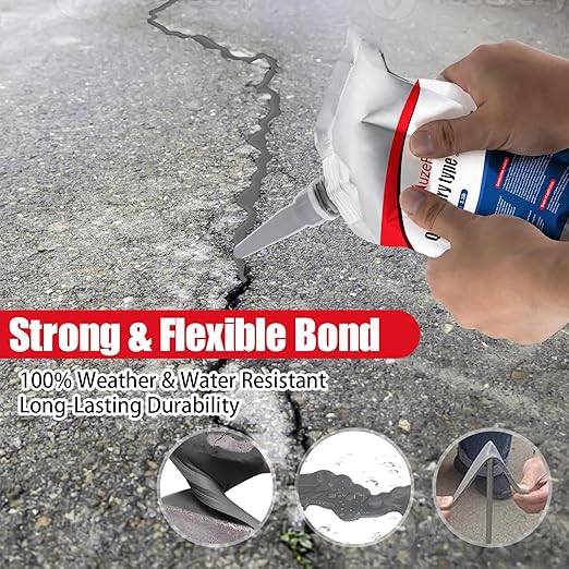Cement Crack Sealant, Concrete Crack Filler, Flexible & Weather-Resistant Caulking Glue, Waterproof Concrete Repair for Driveways, Sidewalks, Walls, and Foundations (8 Pack)