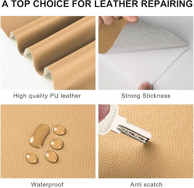 YAFLC Leather Repair Patch for Furniture, 4" x 63" Self Adhesive Leather Repair Kit Vinyl Repair Tape for Car Seat Sofa Jackets Couches Chair Warm Yellow