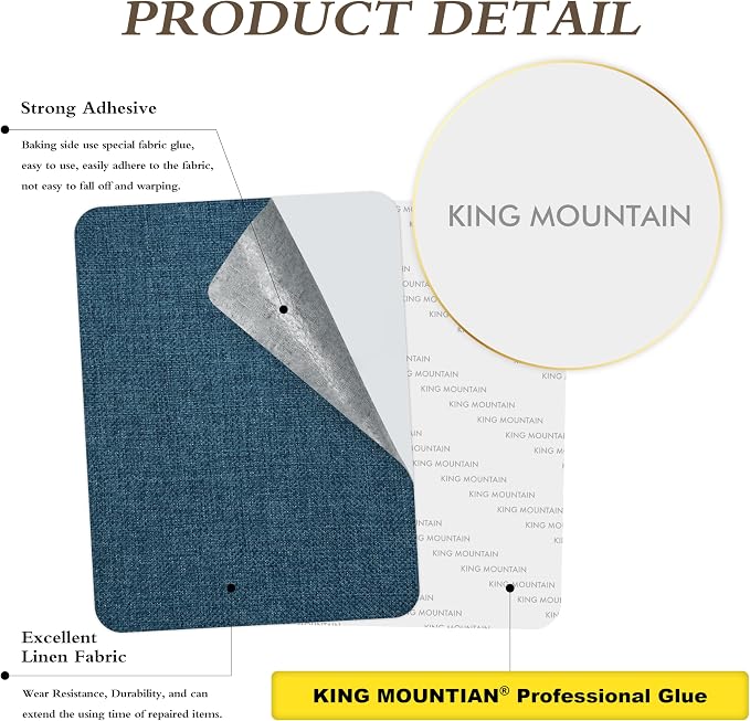 Coarse Linen Repair Patches, Self-Adhesive Linen Fabric Patches, 8X11 inch 2 PCS, Multi Color, Can be Used for Linen Sofa Repair (8" x 11"-2PCS,Dark Blue)