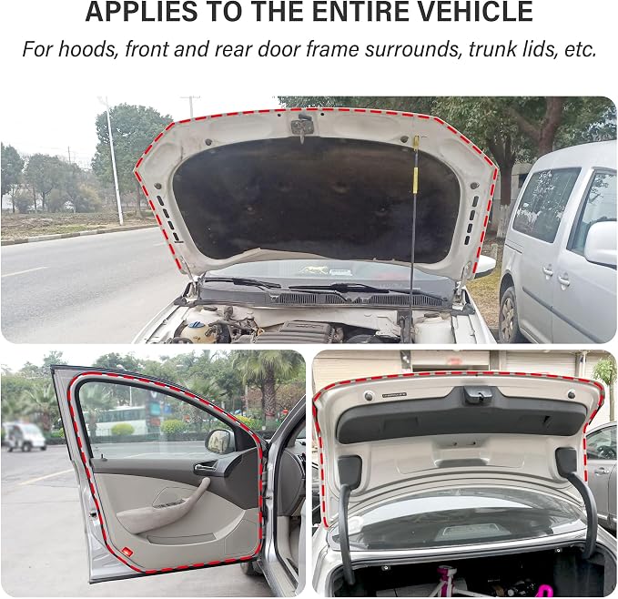 26Ft Automotive Weather Stripping,D-Type Car Door Seal Strip Fits for Doors Hoods Trunk Lids,Universal Self Adhesive Car Weather Stripping Car Accessories for Most Trucks (26Ft)