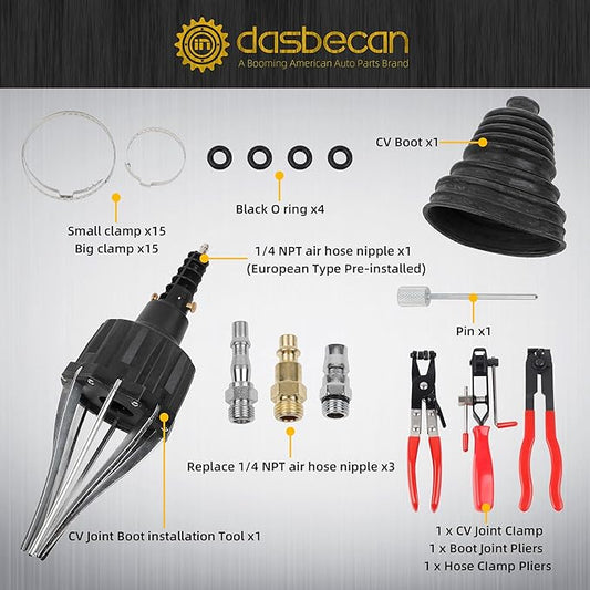 Dasbecan Universal Pneumatic CV Joint Boot Tool Expander Rod Spreader Installation Removal Tool Kit with 3Pcs Universal Auto CV Joint Boot Clamp Pliers Tool Set (Black)