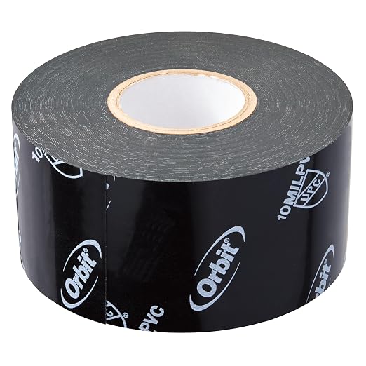 Orbit 53552 2-inch x 100-Foot 10 Mil Pipe Wrap Tape, Black PVC