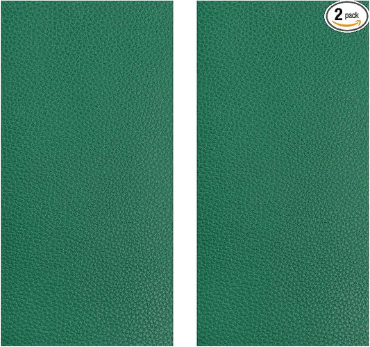 2 PCS Leather Repair Patch Tape, 4 x 8 Inch PU Vinyl Repair Patches for Car Upholstery Seat, Waterproof Self Adhesive Leather Tape Repair Kit for Furniture Couches Chairs (Green)