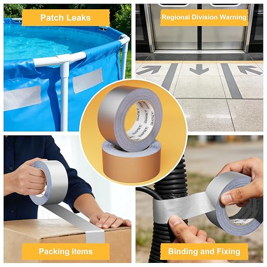 12-Pack Silver Heavy Duty Duct Tape Strong Adhesive, 2 Inch x 360 Yd Total, Duct Heavy Duty Waterproof All Weather Gray Duct Tape, Duct Tape Bulk for Outdoor Use