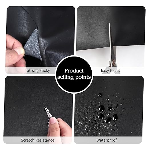 BSZHTECH Leather Repair Tape Self-Adhesive Leather Repair Patch for Couch Furniture Sofas Car Seats Advanced PU Vinyl Leather Repair Kit (Black, 35.4X157 inch)